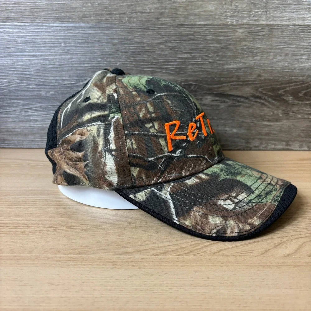 Retrac‎ Hat Cap Strap Back Brown Camo Camouflage Hunting Regional Tractor